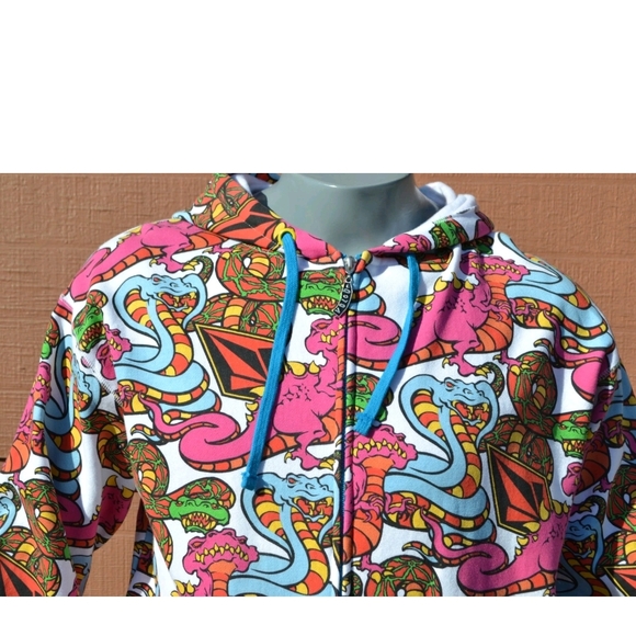 Volcom Multicolor Graphic Zip Hoodie - Pink, Light Blue, Green - Picture 2 of 3